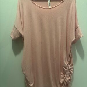 Women's Pink Top with Ruched Side